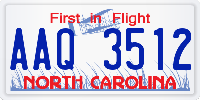 NC license plate AAQ3512