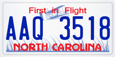 NC license plate AAQ3518