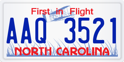 NC license plate AAQ3521