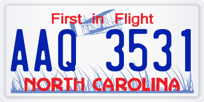 NC license plate AAQ3531