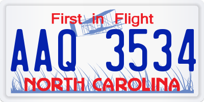 NC license plate AAQ3534
