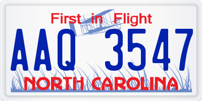 NC license plate AAQ3547