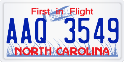 NC license plate AAQ3549