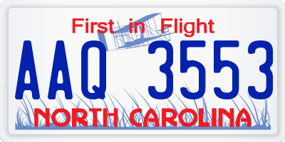 NC license plate AAQ3553