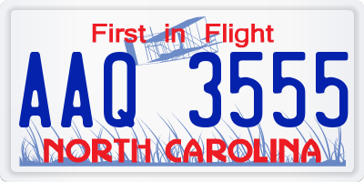 NC license plate AAQ3555