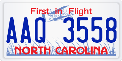 NC license plate AAQ3558