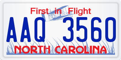 NC license plate AAQ3560