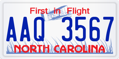 NC license plate AAQ3567