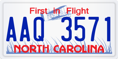 NC license plate AAQ3571