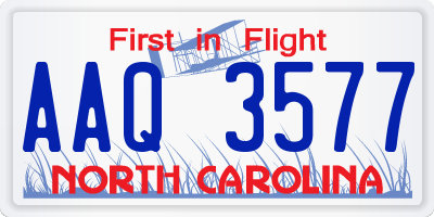 NC license plate AAQ3577