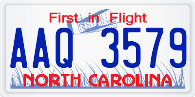 NC license plate AAQ3579