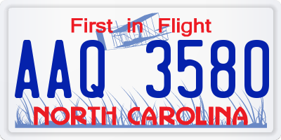 NC license plate AAQ3580