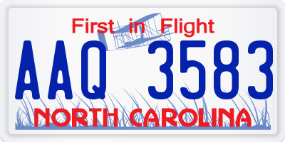NC license plate AAQ3583