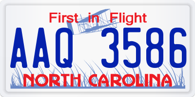 NC license plate AAQ3586