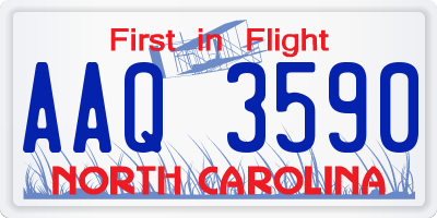 NC license plate AAQ3590