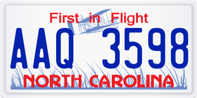 NC license plate AAQ3598