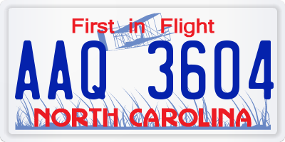 NC license plate AAQ3604
