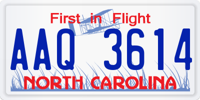 NC license plate AAQ3614
