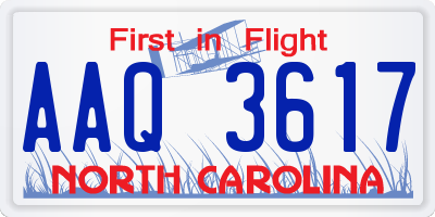 NC license plate AAQ3617