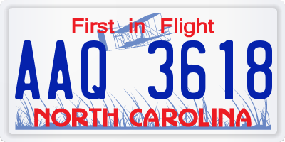 NC license plate AAQ3618