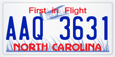 NC license plate AAQ3631