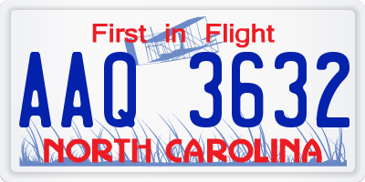 NC license plate AAQ3632