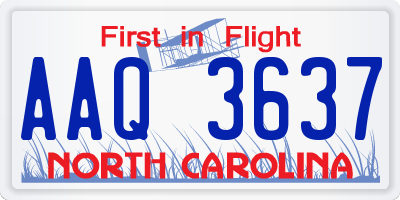 NC license plate AAQ3637