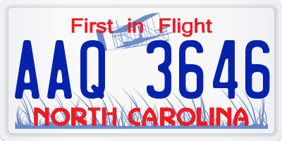 NC license plate AAQ3646