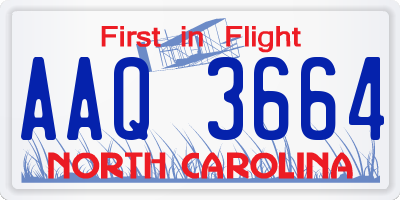 NC license plate AAQ3664