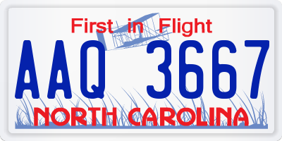 NC license plate AAQ3667