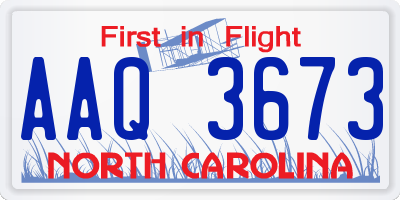 NC license plate AAQ3673