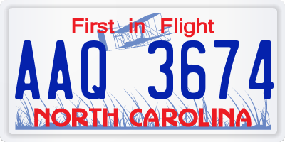 NC license plate AAQ3674