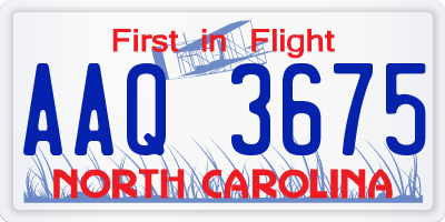 NC license plate AAQ3675