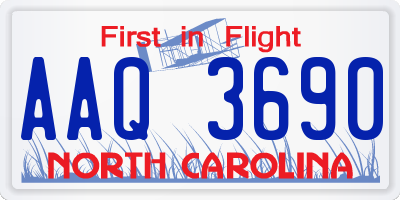 NC license plate AAQ3690