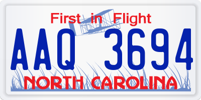 NC license plate AAQ3694