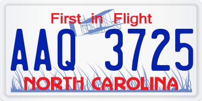 NC license plate AAQ3725