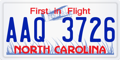 NC license plate AAQ3726