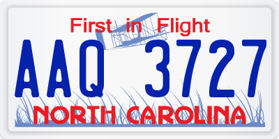 NC license plate AAQ3727