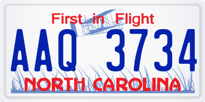 NC license plate AAQ3734