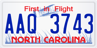 NC license plate AAQ3743