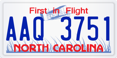 NC license plate AAQ3751