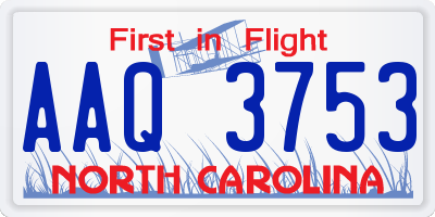 NC license plate AAQ3753
