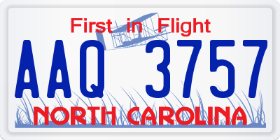 NC license plate AAQ3757