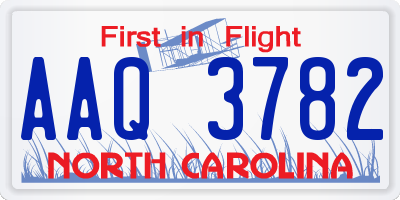 NC license plate AAQ3782