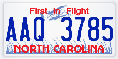 NC license plate AAQ3785