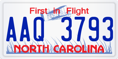 NC license plate AAQ3793