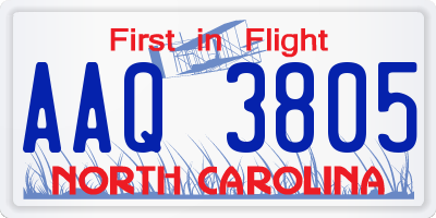 NC license plate AAQ3805