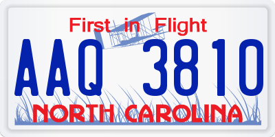 NC license plate AAQ3810