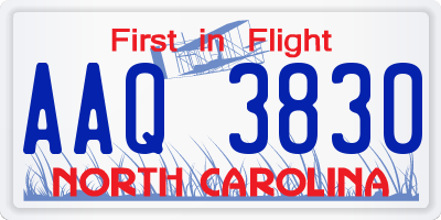 NC license plate AAQ3830