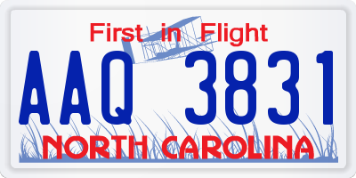 NC license plate AAQ3831